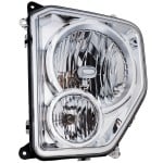 Headlight Assembly for Jeep Liberty 2008-2012, Left (Driver), Halogen, without Black Bezel, with Fog Light, Round Bulb Shield, Replacement