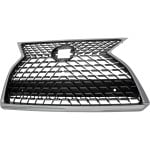 Grille for 2020-2022 Lexus RX350/RX450H Canada-Built Vehicles, Chrome Shell with Painted Dark Gray Insert, with Parking Aid Sensor Holes, without F Sport Package and Camera Hole, Replacement