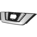 Grille for Nissan Rogue 2018-2020, Textured Black/Chrome Molding, Suitable for S/SV Models excluding Midnight Special Edition and Premium Package, Hybrid without Camera Hole, Compatible with Japan/Korea/USA Built Vehicle, Replacement