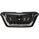 Textured Black Grille with Chrome Molding for Nissan KICKS S/SV Models, 2019-2020, Replacement