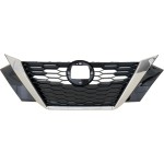 Grille for Nissan Sentra 2020-2023, Black Shell with Chrome Insert, Smoke Black Molding, No Camera Hole, Replacement