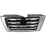 Painted Black Shell and Insert Grille for Nissan Armada 2021-2022, with Chrome Molding, suitable for SL and Platinum Models without Midnight Edition, Replacement