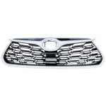 Grille for 2020-2023 Highlander, Black Shell with Silver Gray Insert, without Camera Hole, for L/LE/XLE Models, Replacement