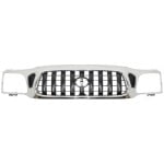 Grille for Toyota Tacoma 2001-2004, Chrome Shell/Painted Dark Gray Insert, without S-Runner Model, 4WD (Four-Wheel Drive), Replacement
