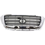 Chrome Shell Grille with Primed (Ready to Paint) Black Insert for 2007-2009 Toyota Tundra Limited Model, Without Sport Package, Replacement