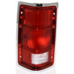 Tail Light for Dodge Dakota 1987-1996, Left (Driver) with Lens and Housing, Chrome Outer Trim, without Chrome Inner Stripes, Replacement