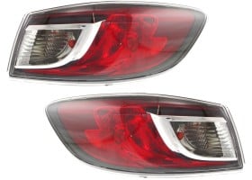 Tail Light Assembly for Mazda 3 2010-2013, Sedan, Right (Passenger) & Left (Driver), Outer, Halogen/Standard Type, Replacement Pair/Set