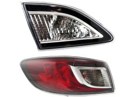 Tail Light Set for Mazda 3 Sedan 2010-2013, Inner and Outer, Halogen, Left (Driver) Side Replacement