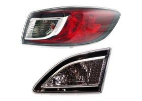 Tail Light Assembly for Mazda Mazda 3 2010-2013, Right (Passenger) Outer, Halogen, Set of 2, Replacement