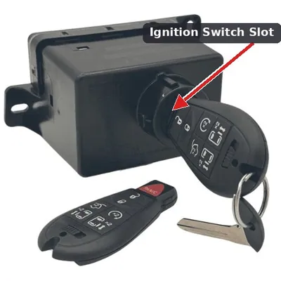 The Wireless Ignition Node (WIN) or ignition switch on a Dodge Journey dashboard.