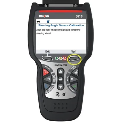 An automotive diagnostic scan tool displaying live data for the steering angle sensor in degrees.