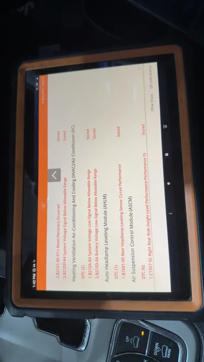 A diagnostic scan tool displaying the C1567 Control Module Matching Error code.