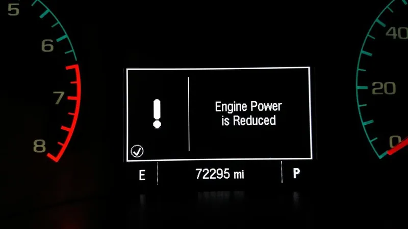 Driver Information Center on a Chevrolet Silverado displaying a 'Reduced Engine Power' warning message.