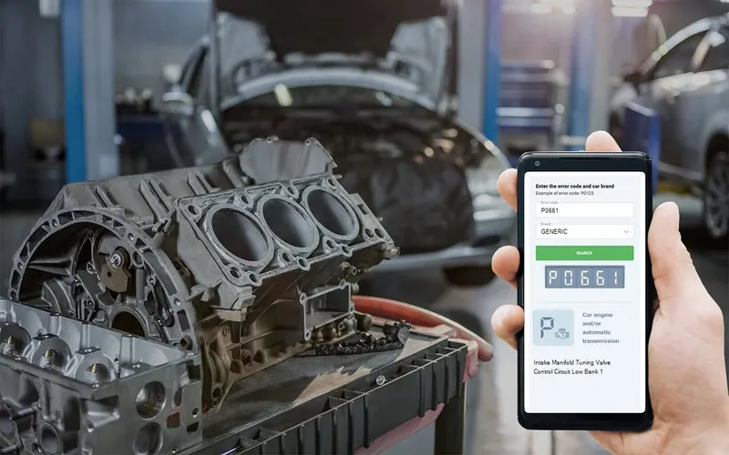 An OBD-II scanner screen displaying the P0661 diagnostic trouble code.