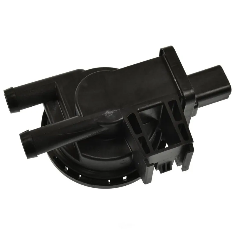 A standalone view of an EVAP Leak Detection Pump showing its vacuum ports and electrical connector.