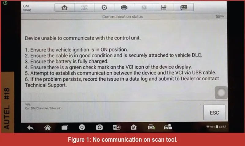 An OBD-II diagnostic scan tool displaying the U0412 trouble code.