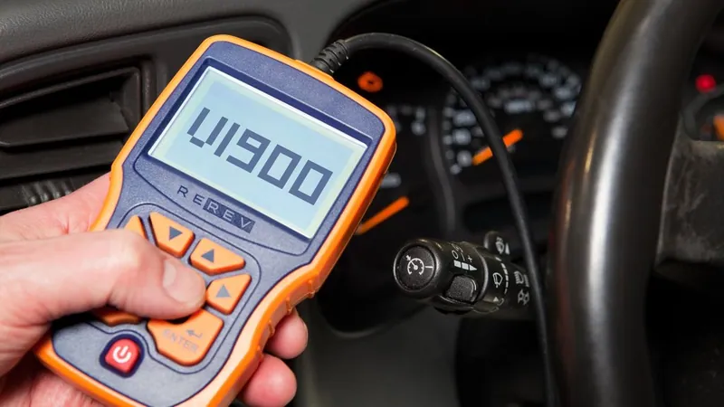 An OBD2 diagnostic scanner screen displaying the U1900 trouble code for a CAN bus communication fault.