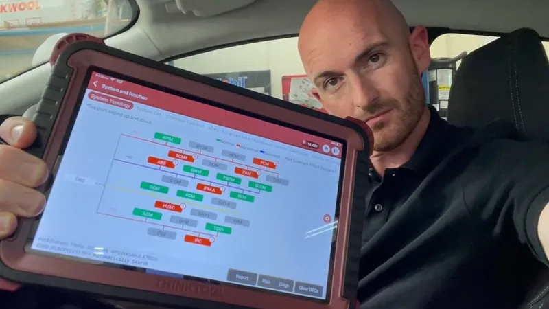 An advanced automotive diagnostic scan tool displaying network communication codes.